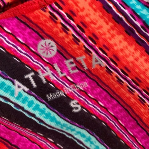 Athleta Catalina Striped Red Turquoise Black Bikini Top and Shorts Set S 6 - Picture 4 of 5